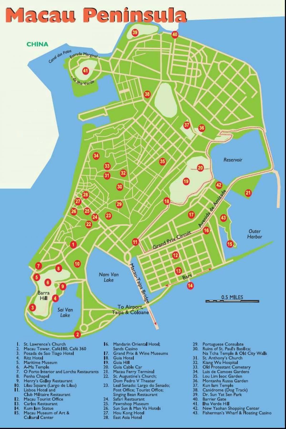 Macau tourist spots map