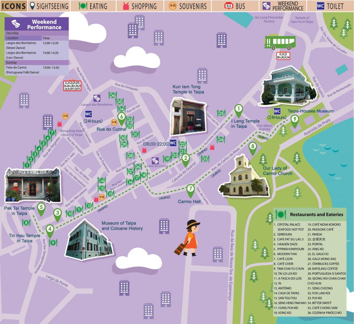 Macau free shuttle bus route map
