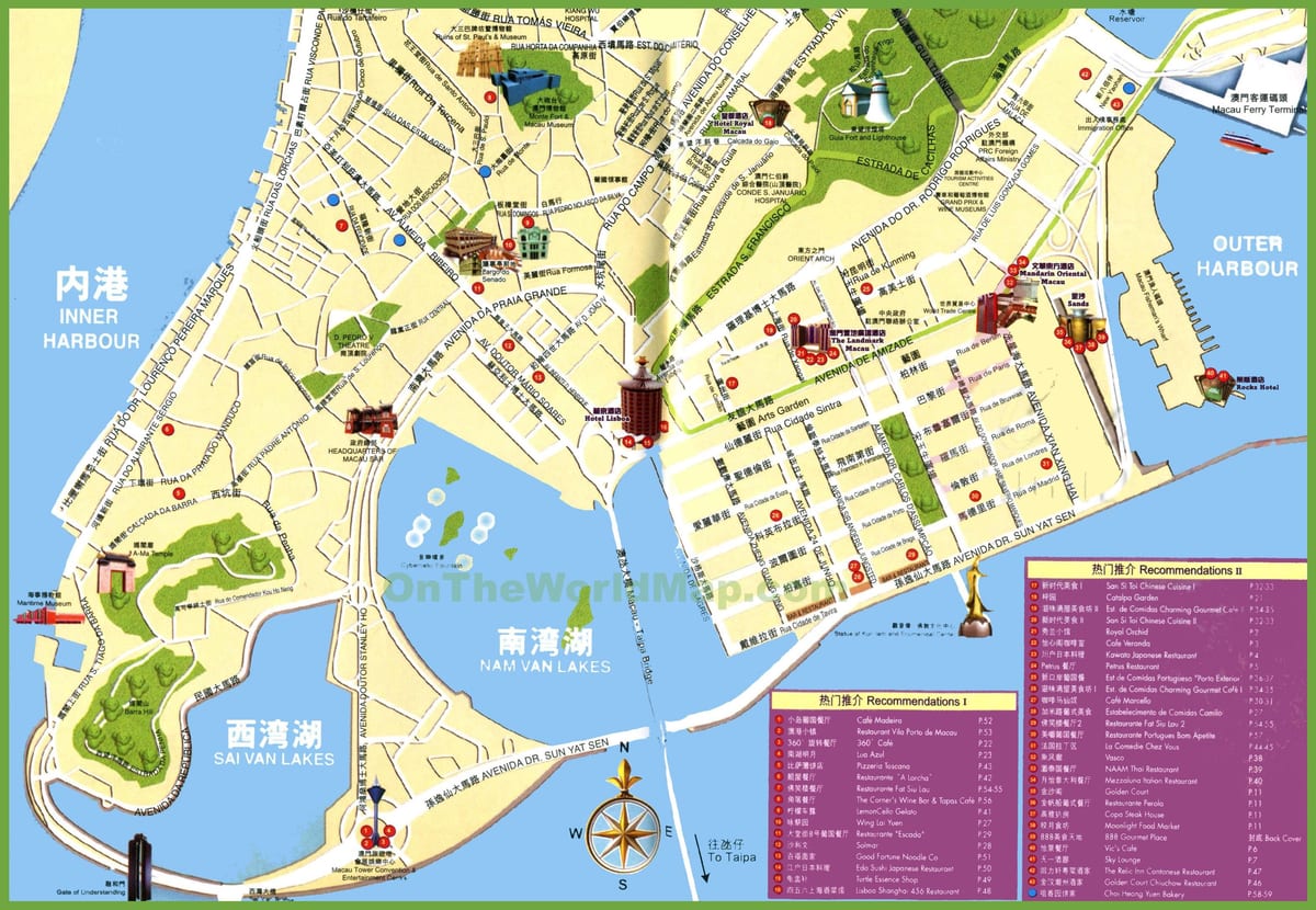 tourist spots in Macau map