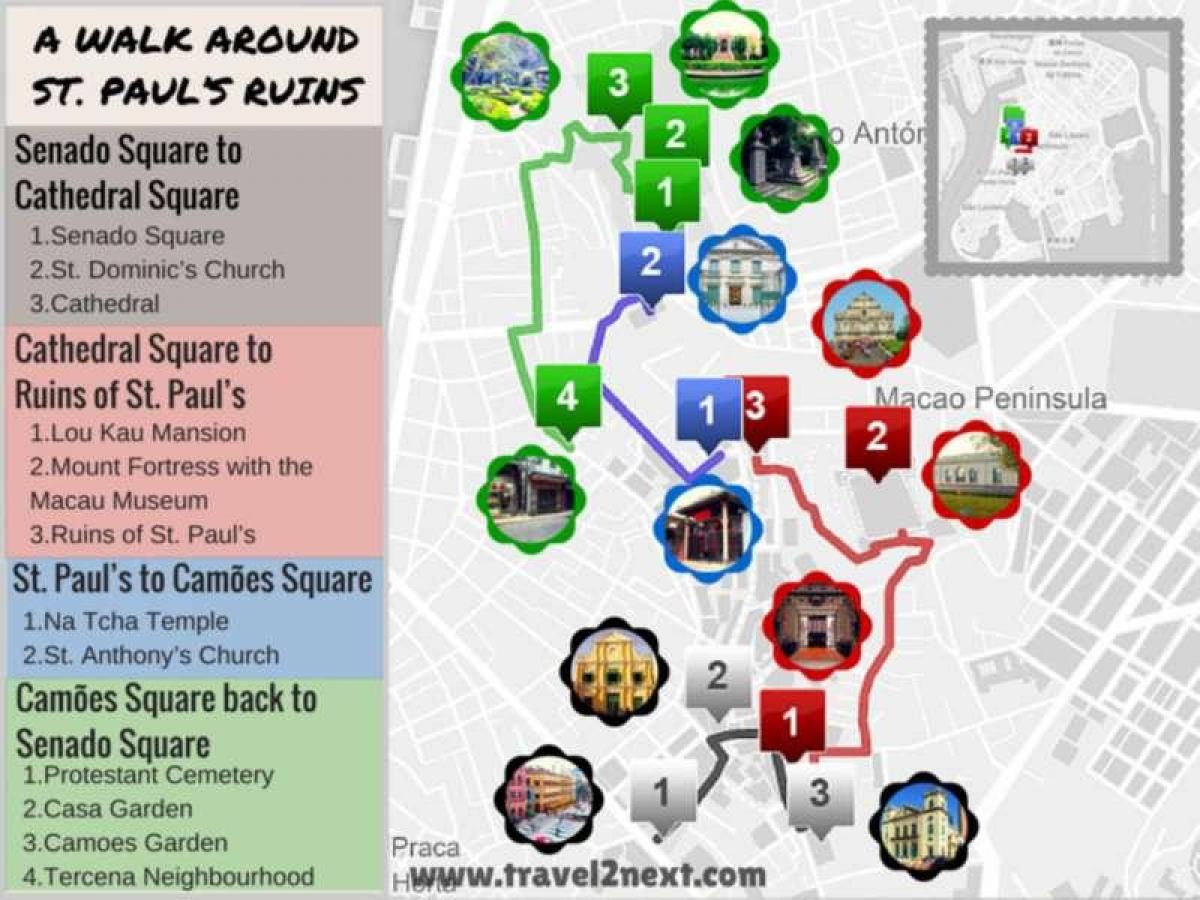 map of ruin of st paul Macau